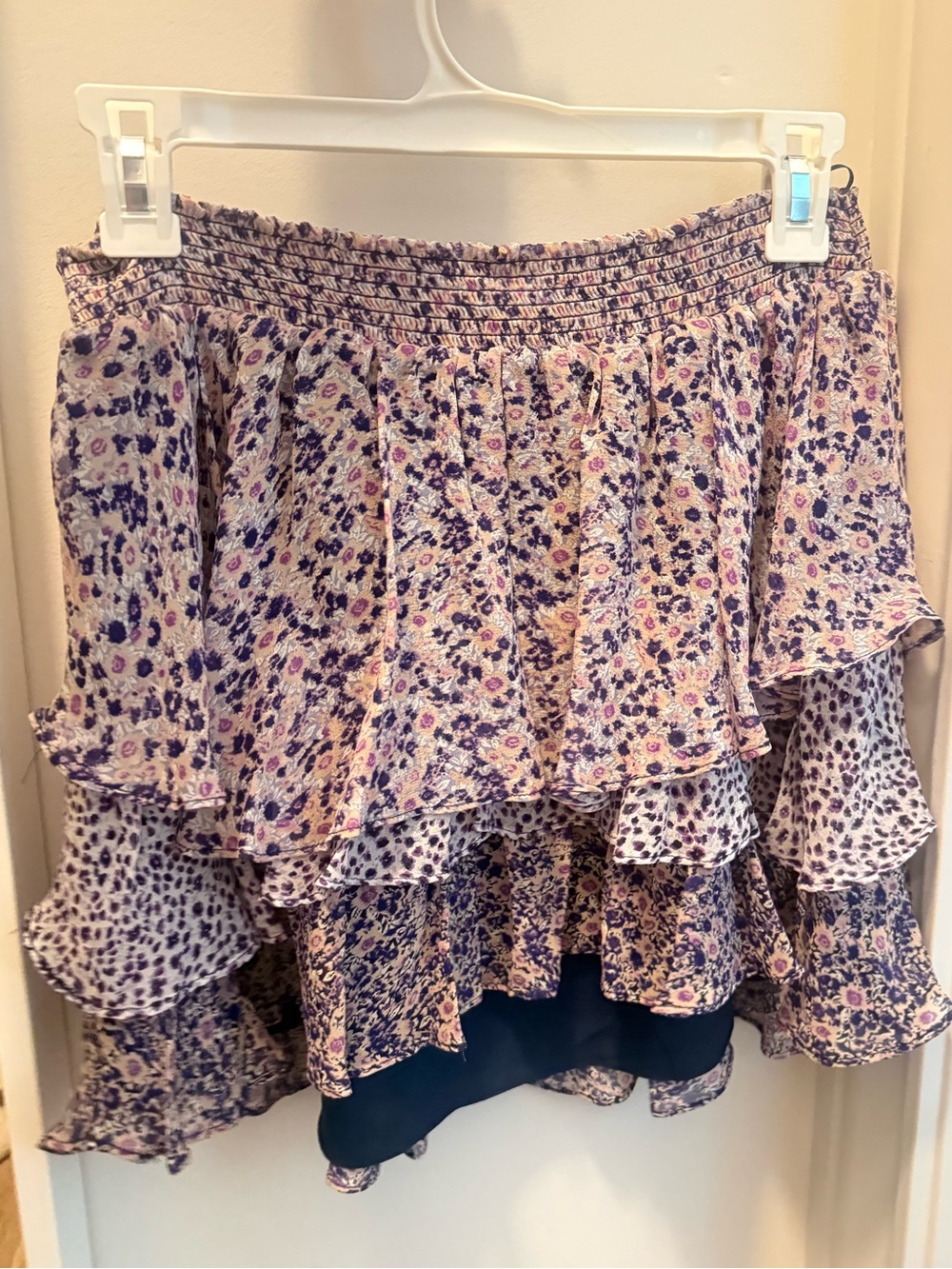 Joie Lavender Floral Tiered Asymmetrical Ruffle Skirt